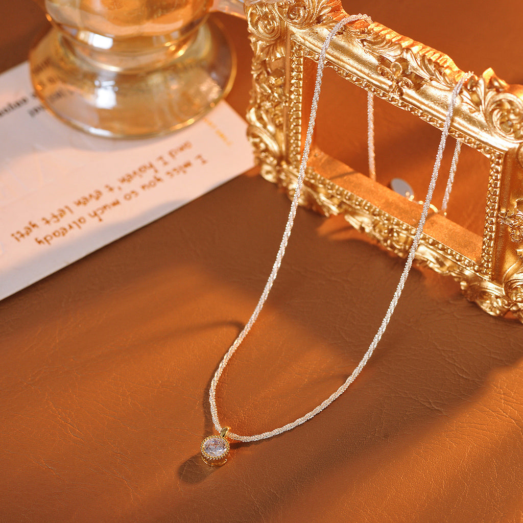 Zircon Necklace Pendant Hot-Selling Light Luxury Style Niche Design Fashion Simple High-End Neck Jewelry