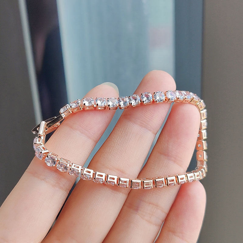 European and American Fashion Inlaid Diamond Hip-Hop Bracelet for Women Adjustable Jewelry Minimalist Style Single Row Diamond Bracelet Jewelry