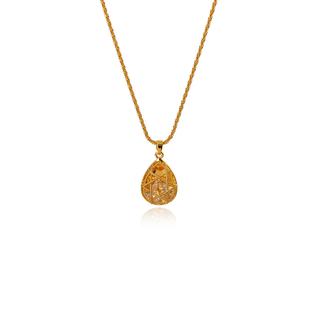 Real Gold Plated Vietnamese Sand Gold Necklace Heart Leaf Flower Pendant Collarbone Chain Jewelry