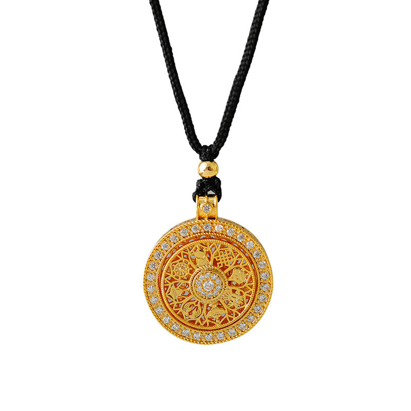 Eight Treasures Compass Necklace New Hot-Selling Pendant for Women New Chinese Style National Trend Pendant Woven Rope Black Rope Light Luxury