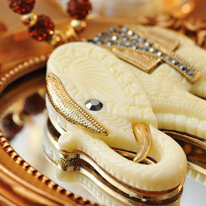 European and American Style Jewelry Personality Ethnic Style Shiny Colorful Diamond Ball Resin Elephant Shape Long Necklace for Women