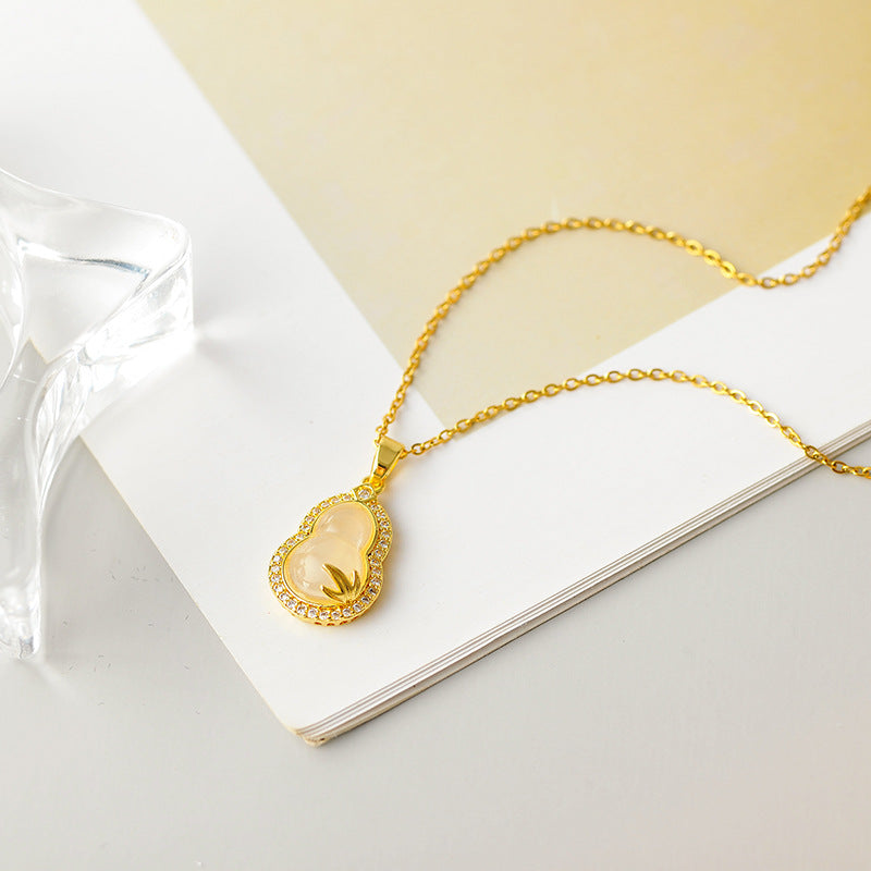 Simple Fashion Gold Gourd Collarbone Chain Inlaid Gold Gourd High-end Collarbone Chain for Women