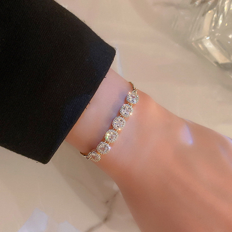 Hot Selling Korean Style Electroplated Diamond Bracelet for Women Fashion Jewelry Niche High-end Summer Versatile Bracelet Chain