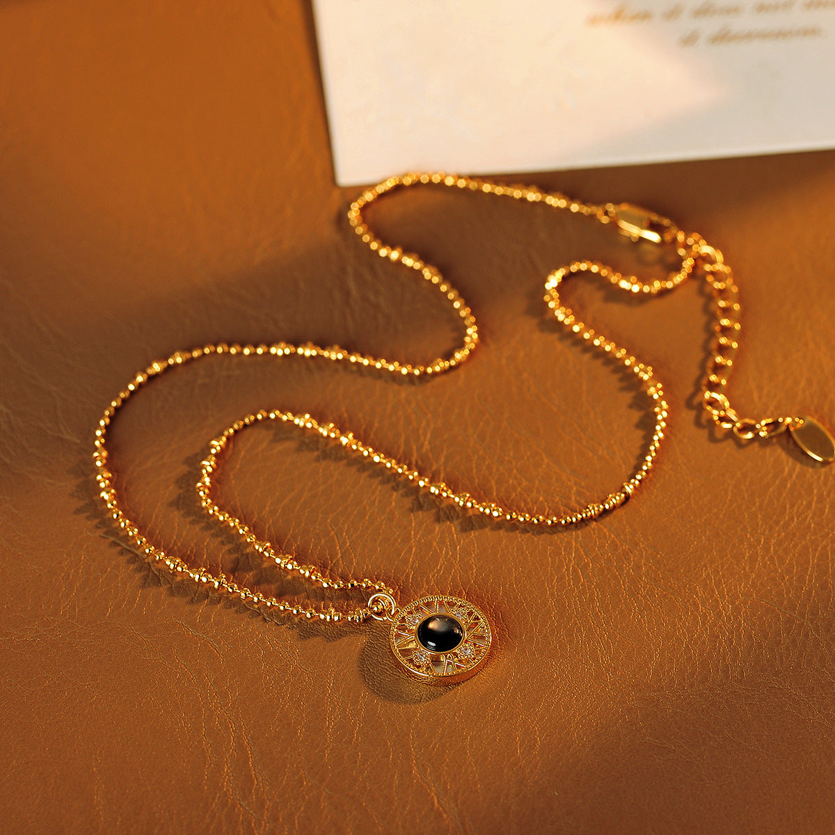 Natural Stone Round Flame Pendant Detachable Single Pendant Pearl Necklace with Small Drop