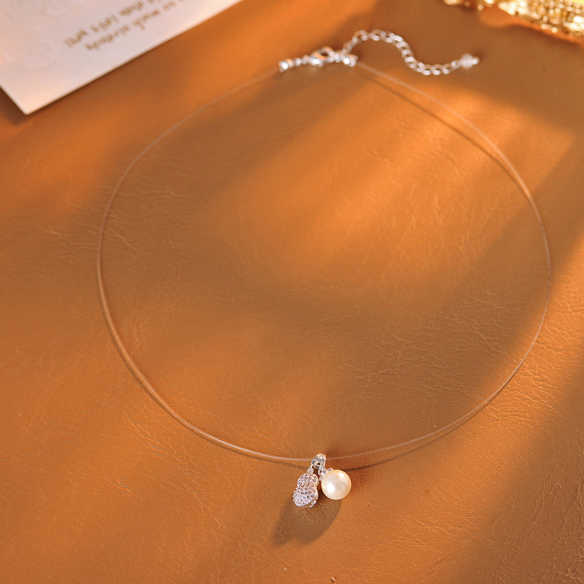 Peanut Fish Line Necklace Little Red Book Same Style Niche Light Luxury High-end Necklace Collarbone Chain
