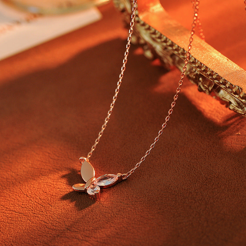 New Fashionable Light Luxury Elegant Fresh Sweet Zircon Inlaid Butterfly Shape Niche Women's Earrings