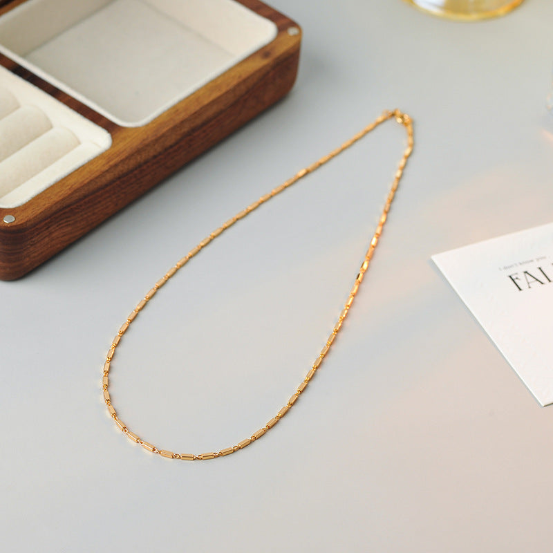 Thin Rectangle Necklace Chain for Women Fashion Simple Niche Design Sense Ins Cool Style Elegant Exquisite Jewelry