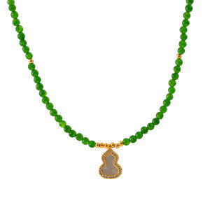 New Chinese Style Green Gourd Beaded Necklace Bracelet Collarbone Chain White Mother-of-Pearl Gourd Bracelet Necklace