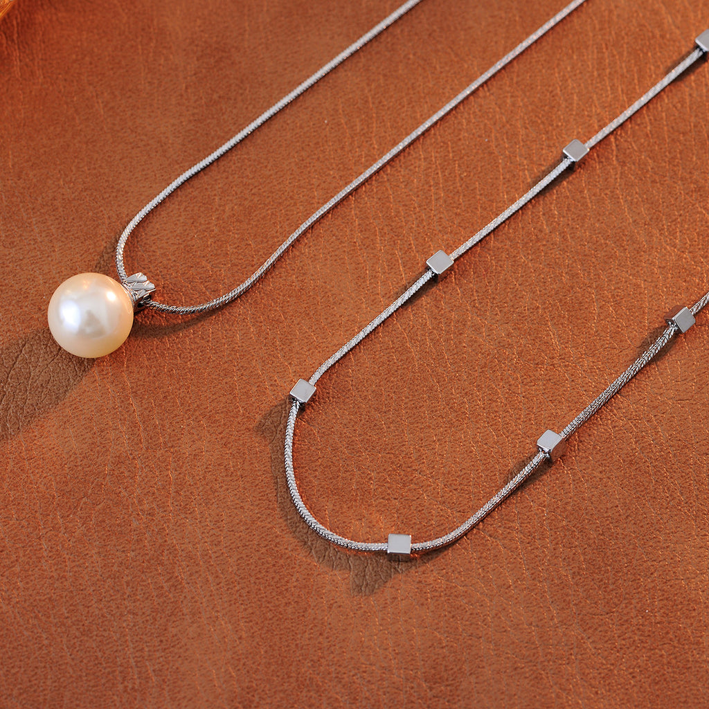 New Niche Style Elegant High-End Light Luxury Double-Layer Collarbone Chain Women's Artistic Retro Fashion Simple Pearl Necklace