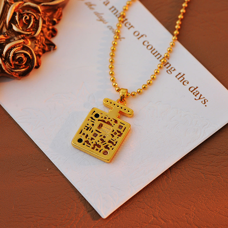 Korean Style Light Luxury Colorful Zircon No. 5 Square Earrings Necklace Versatile High-End Fashion Necklace Pendant