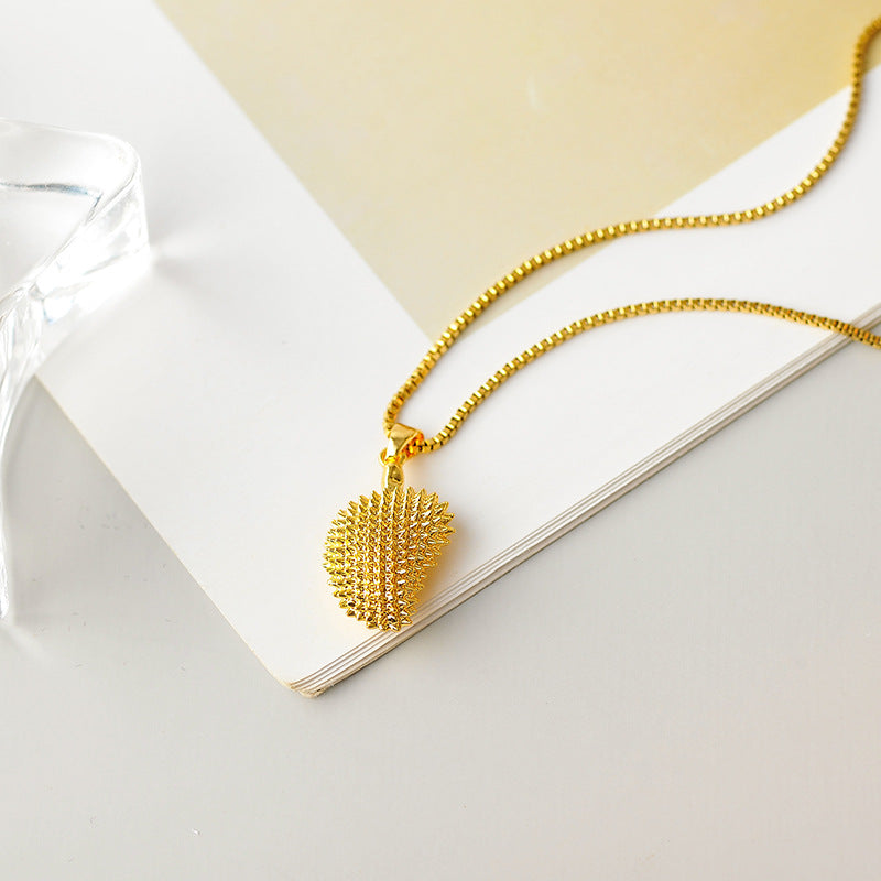 Internet Celebrity New Hot Style Niche Fruit Flesh Durian Pendant Necklace Jewelry for Women Fashion High-end Collarbone Chain