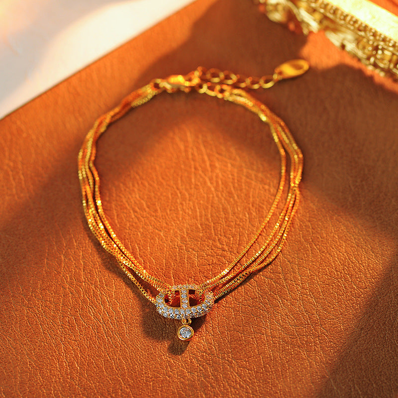 Pig Nose Letter Necklace for Women New Hot-Selling Sweater Chain Multi-Layer Light Luxury Niche Collarbone Chain Choker