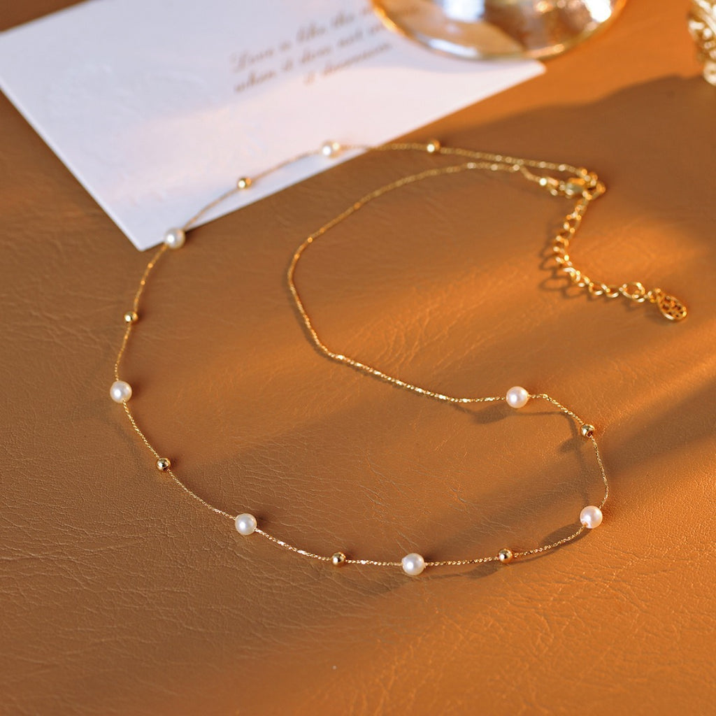 Gypsophila Pearl Necklace Xiaohongshu New Hot-Selling Light Luxury Small Rice Bead Collarbone Chain for Women with a Sense of Sophistication