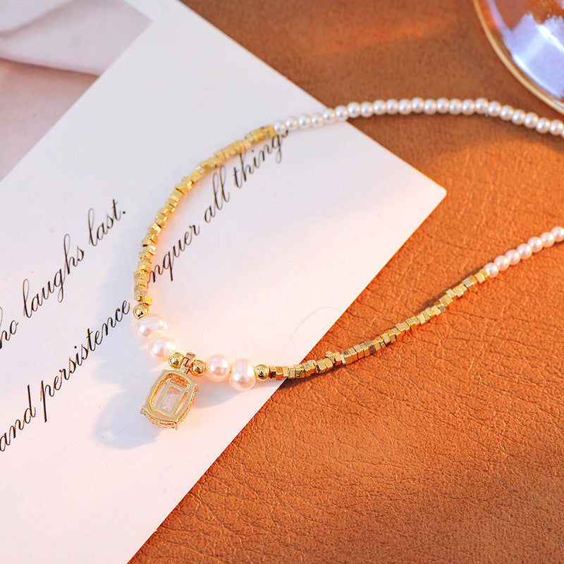 Summer High-End Niche Crystal Zircon Beaded Pendant Women's Collarbone Necklace Jewelry