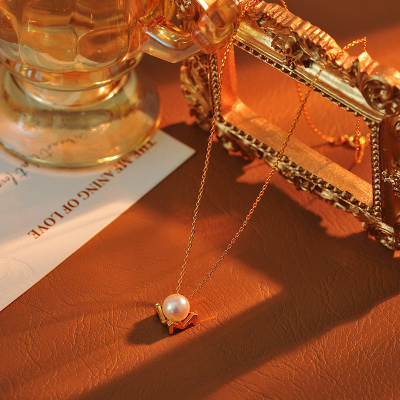 French Style Geometric Pearl Necklace for Women New Hot-Selling Light Luxury Niche Exquisite Choker Collarbone Chain One Piece