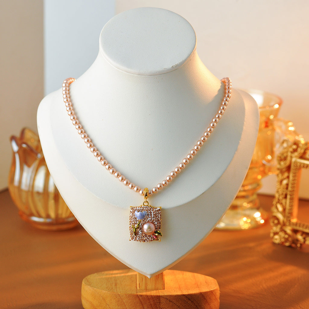 Monet Garden Baroque Pearl Necklace Oil Painting Style Flower French Light Luxury Vintage Jewelry