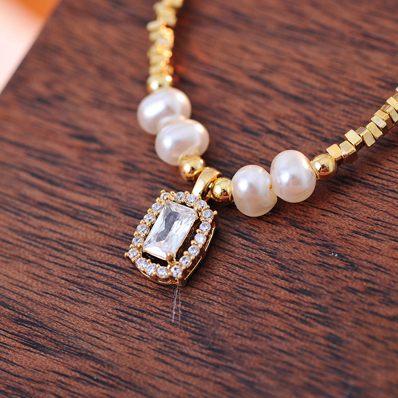 Summer High-End Niche Crystal Zircon Beaded Pendant Women's Collarbone Necklace Jewelry