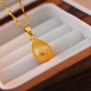 Elegant Versatile Purple Zircon Water Drop Necklace for Women, Light Luxury High-End Durian Pendant, Summer New Collarbone Chain Necklace