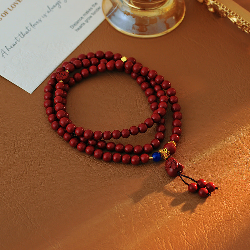 New Chinese Style Lucky Cat Cinnabar Bracelet for Women, Multi-layer Long Bracelet, New High-end Luxury Friendship Jewelry