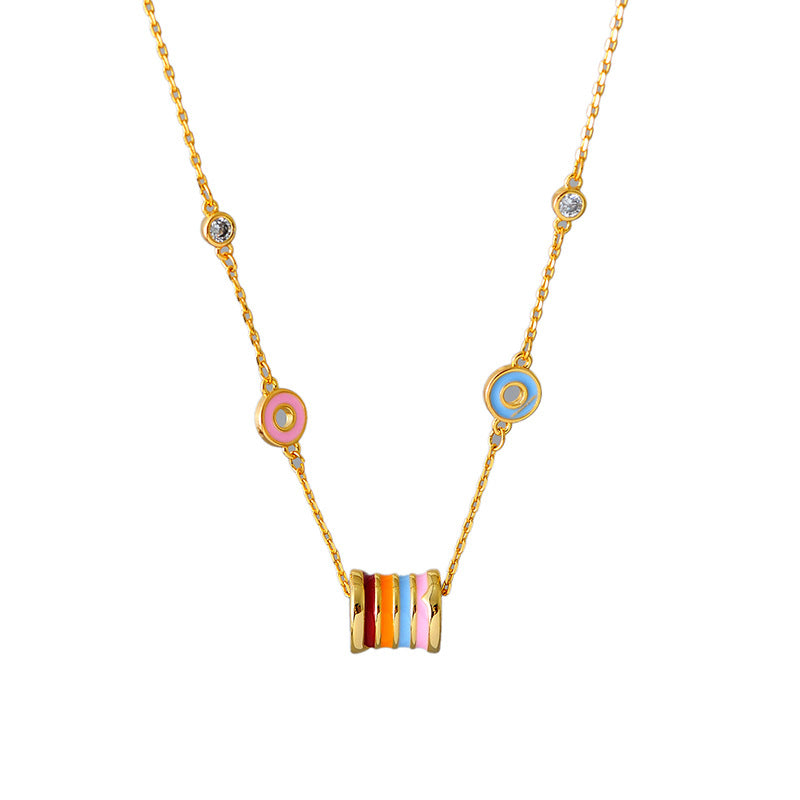 Rainbow Fashion Dopamine Necklace Ins Simple Design Exquisite Fashion Versatile Small Waist Bracelet Necklace Set