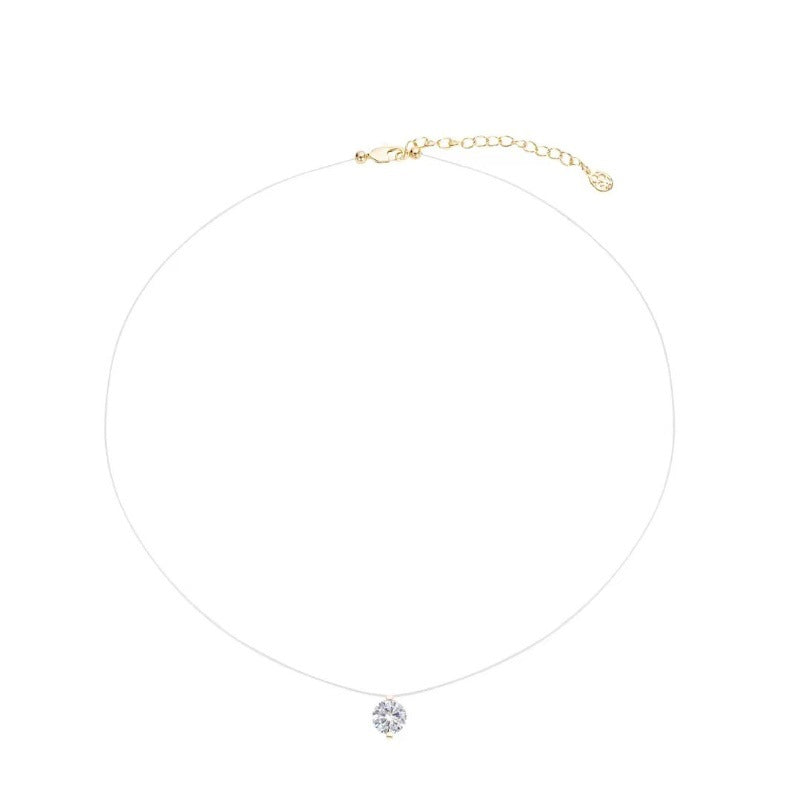 Celebrity Style Mermaid Tears Necklace for Women, Popular Light Luxury French Exquisite Moissanite Diamond Collarbone Chain