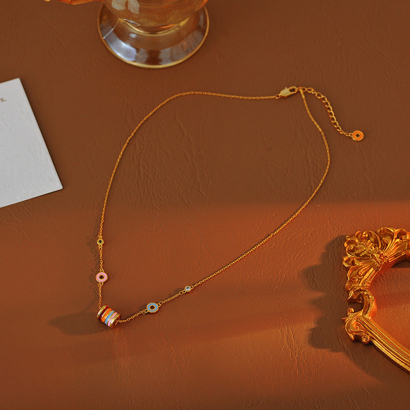 Rainbow Fashion Dopamine Necklace Ins Simple Design Exquisite Fashion Versatile Small Waist Bracelet Necklace Set