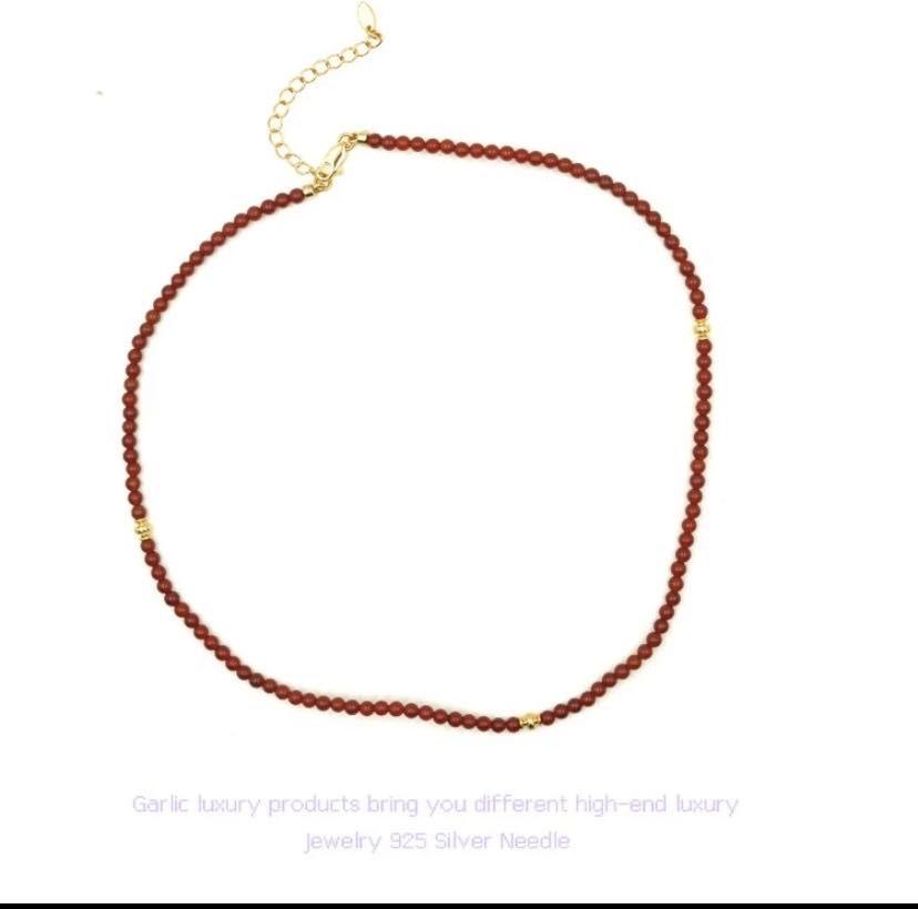 New Chinese Style Ethnic Style Ice Transparent Red Agate Beads Simple Elegant Women's Necklace Bracelet Ring Set