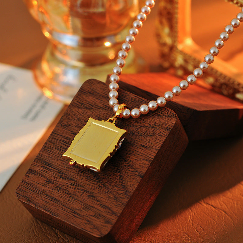 Baroque Pearl Pendant Necklace for Women New Chinese Style Clay Tulip Flower New Trendy Light Luxury Niche Collarbone Chain