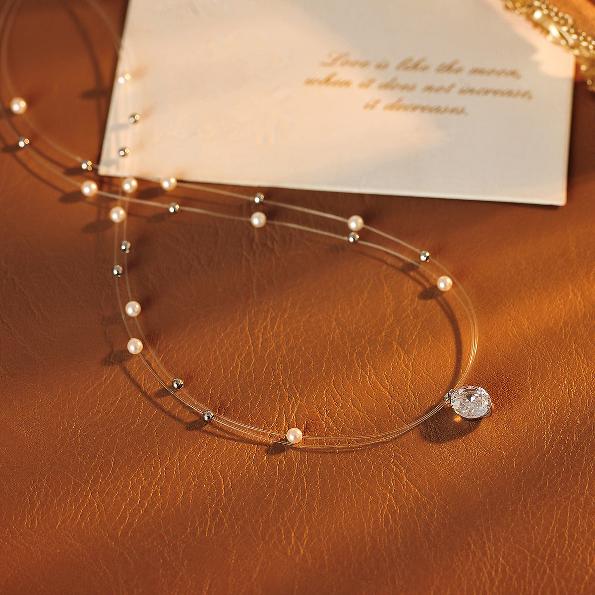 Gypsophila Double Layer Stacked Necklace for Women, High-End Luxury Niche Pearl Choker Collarbone Chain