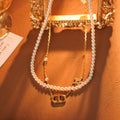 Pig Nose Bracelet Necklace Pearl Necklace New Light Luxury Fashion Letter Five-Star Double Layer Stacking
