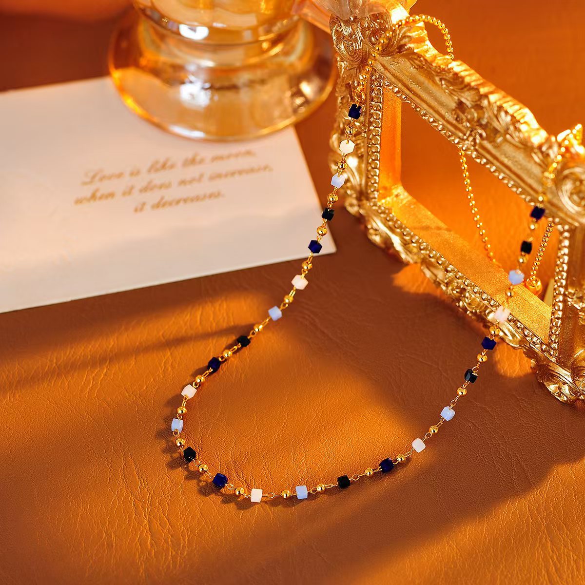 Floral Colorful Beaded Necklace New Fresh Collarbone Chain Light Luxury Fashion Gift Necklace