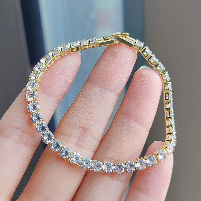 European and American Fashion Inlaid Diamond Hip-Hop Bracelet for Women Adjustable Jewelry Minimalist Style Single Row Diamond Bracelet Jewelry