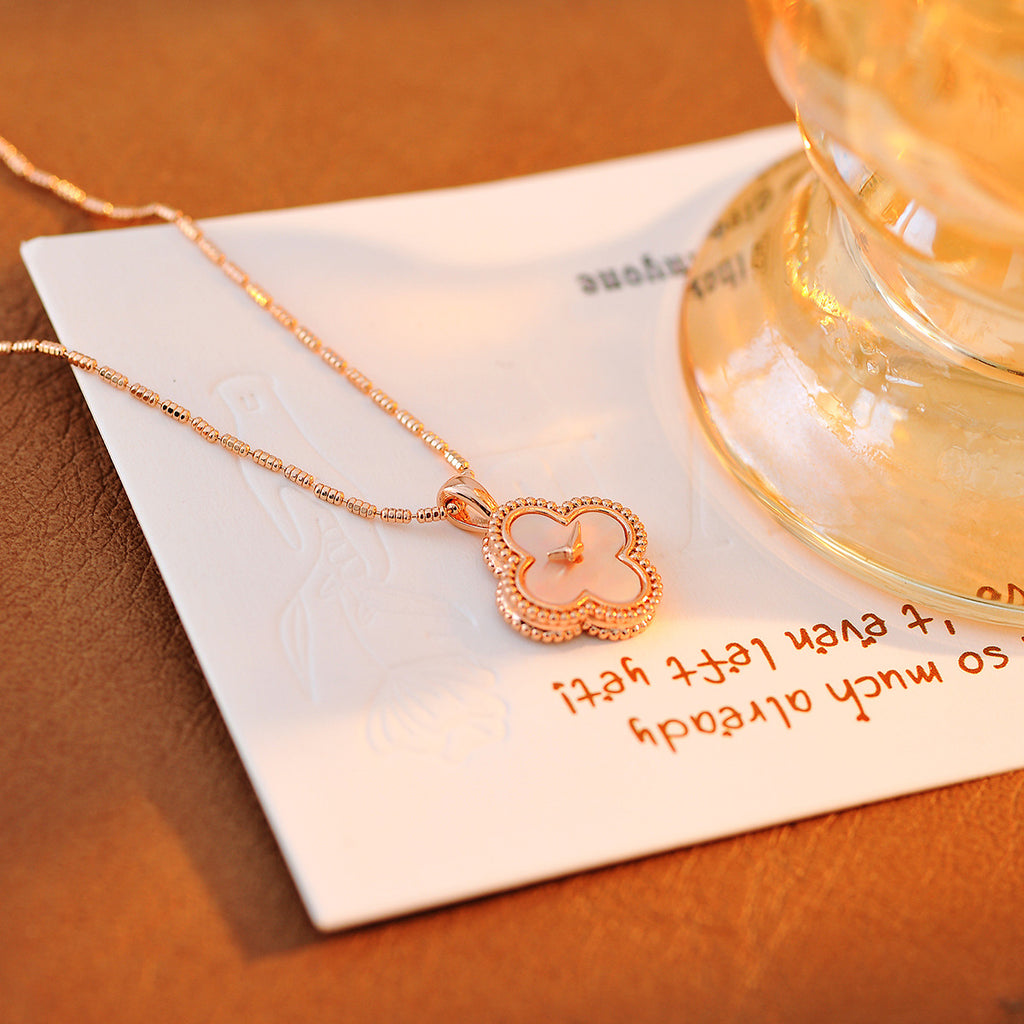 Singapore Designer Necklace for Women Four-Leaf Clover Natural Mother-of-Pearl Collarbone Chain Niche High-End Necklace