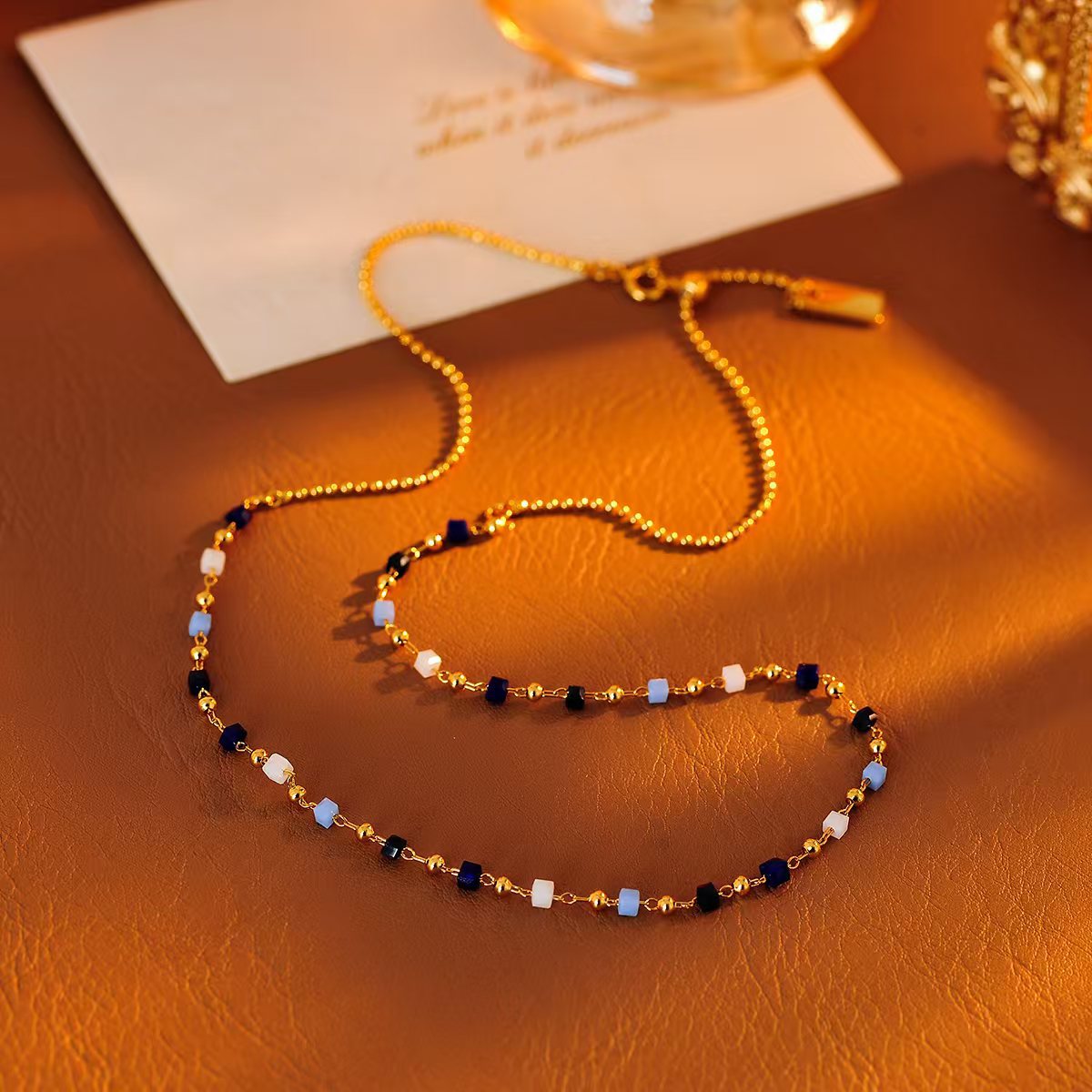 Floral Colorful Beaded Necklace New Fresh Collarbone Chain Light Luxury Fashion Gift Necklace