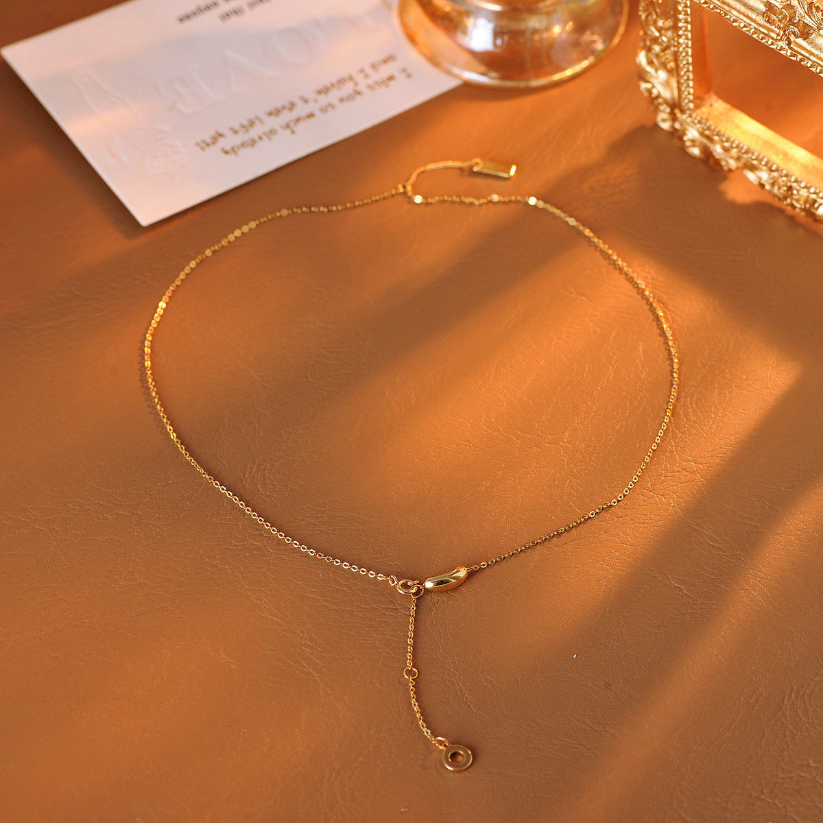Pea Necklace Acacia Bean Real Gold Plated Light Luxury High-end Necklace Xiaohongshu Hot Item