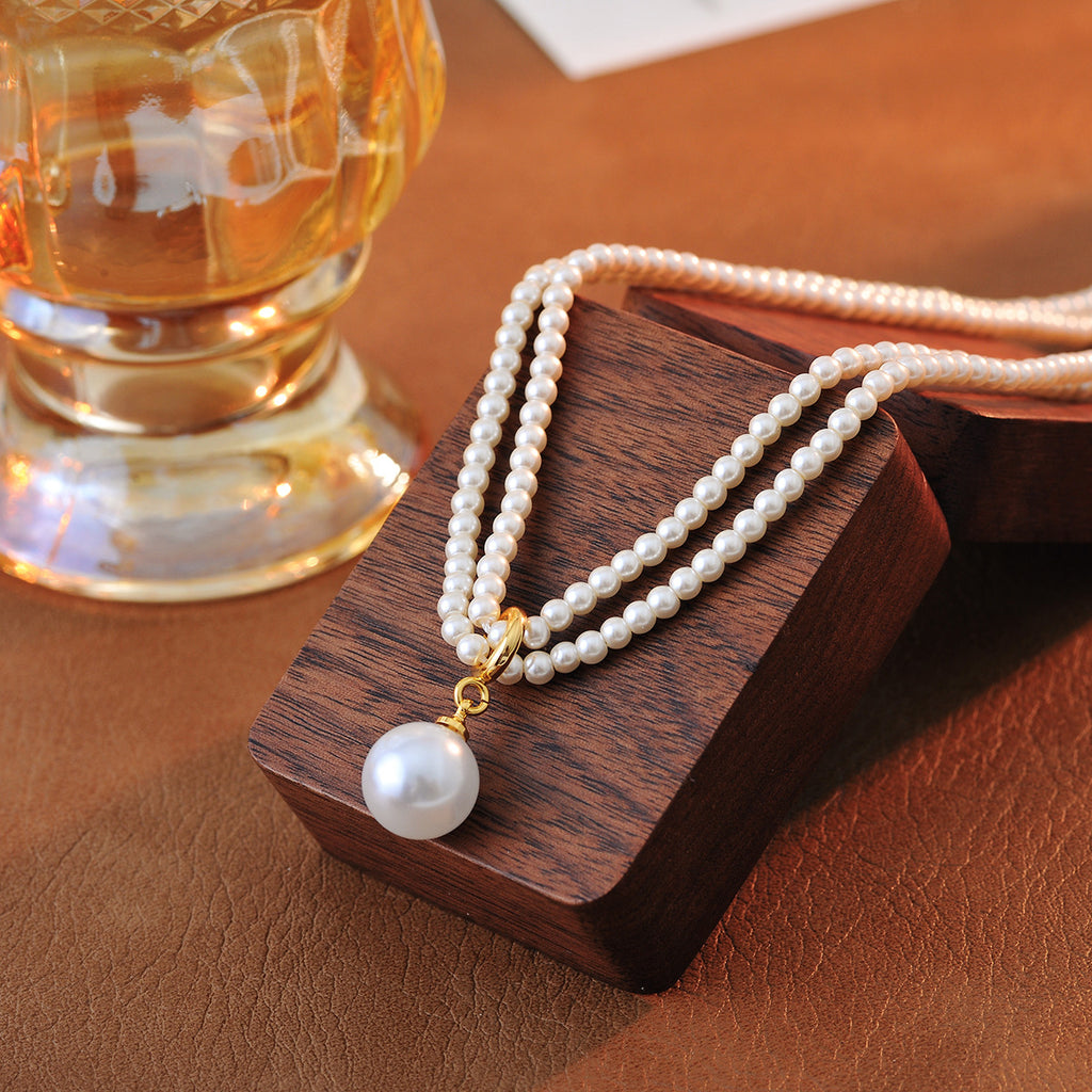 Xiaomi Pearl Double Layer Stacked Imitation Pearl Necklace Non-Fading Women Summer Versatile High-End Collarbone Choker