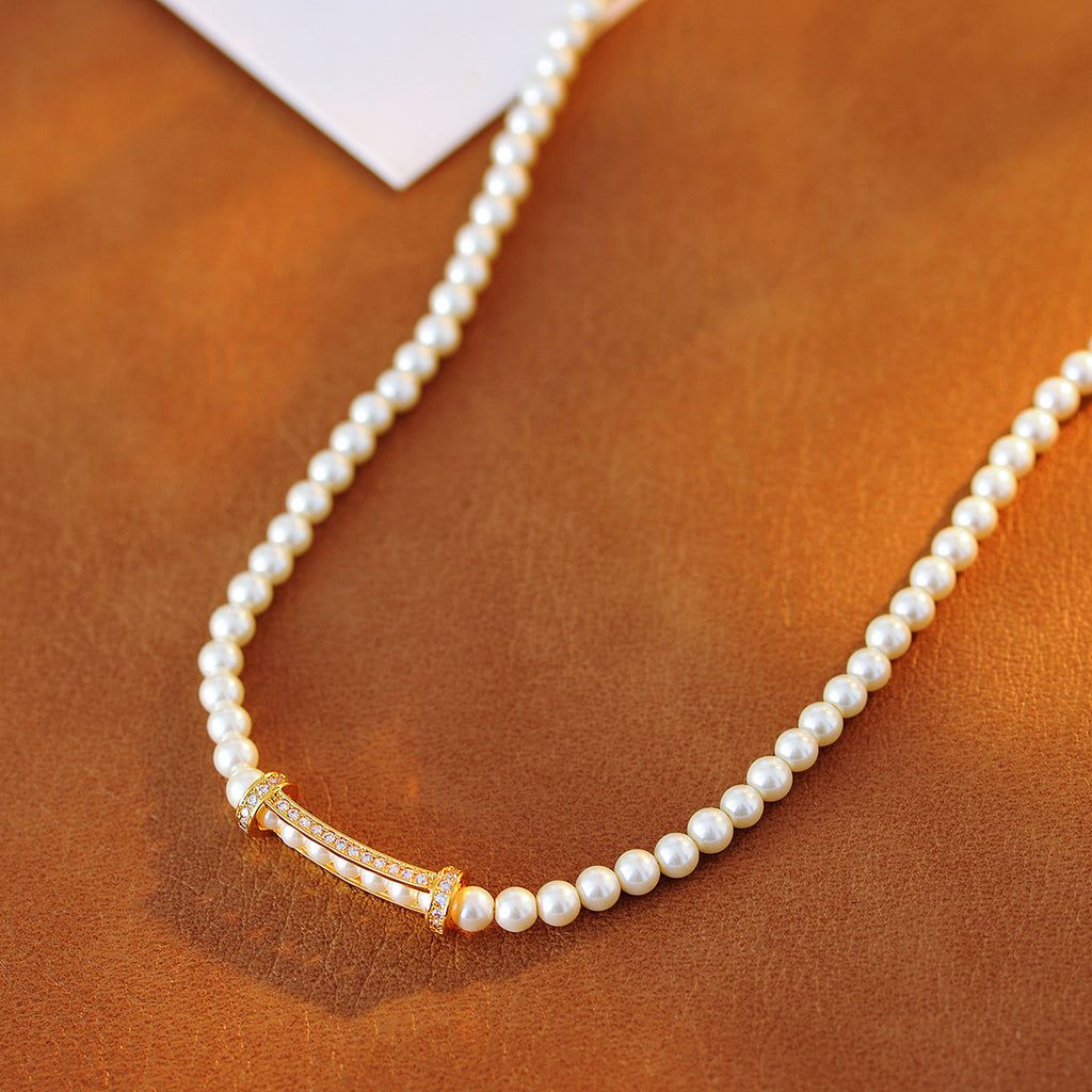 Brilliant Wind and Sea Wheat Song Chen Haoyu Same Style Necklace Fashion Pearl Collarbone Chain Personality Temperament Choker for Women