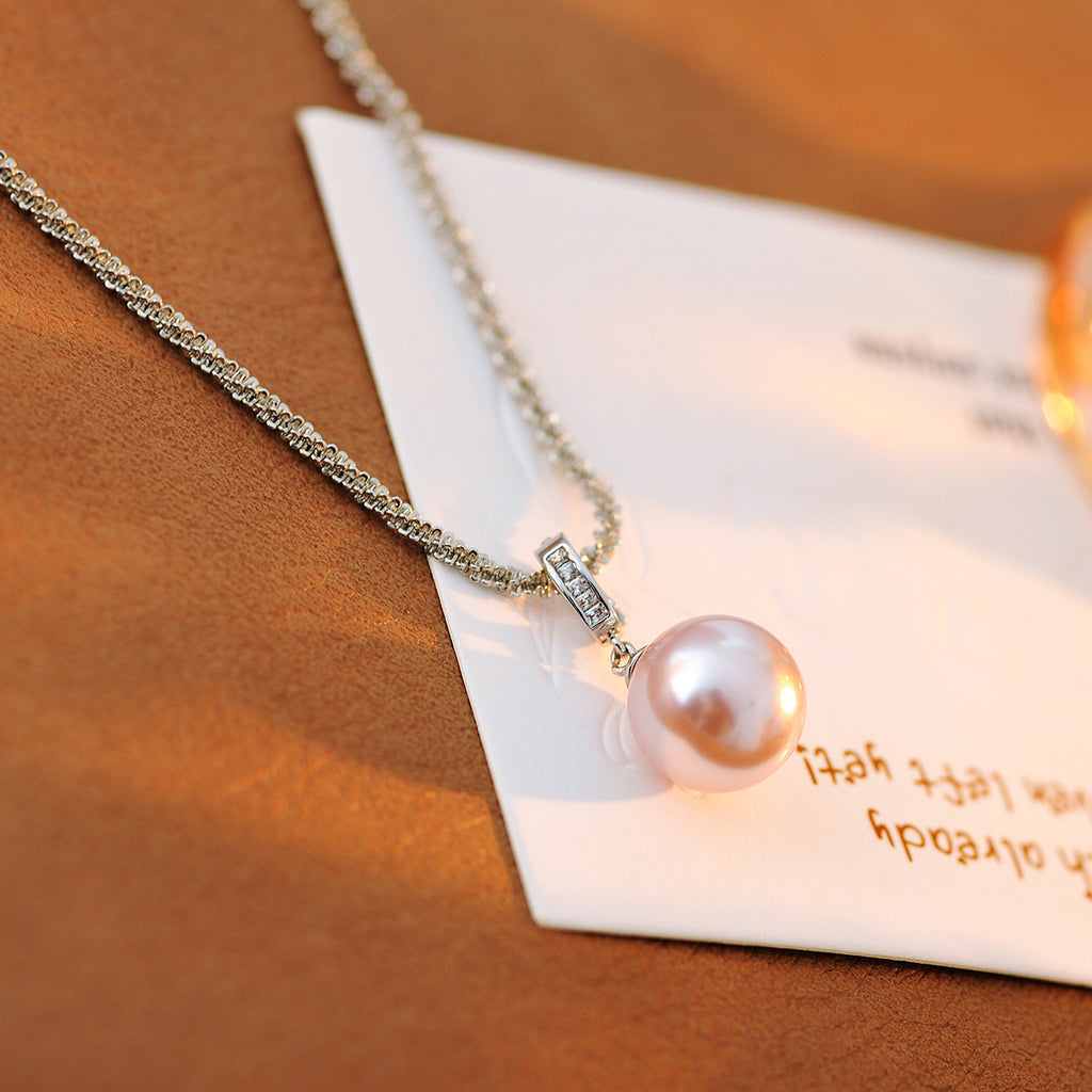 Universal Buckle Pearl Pendant Melad Braided Long Necklace Daily Versatile Decorative Chain Summer Women's Accessories