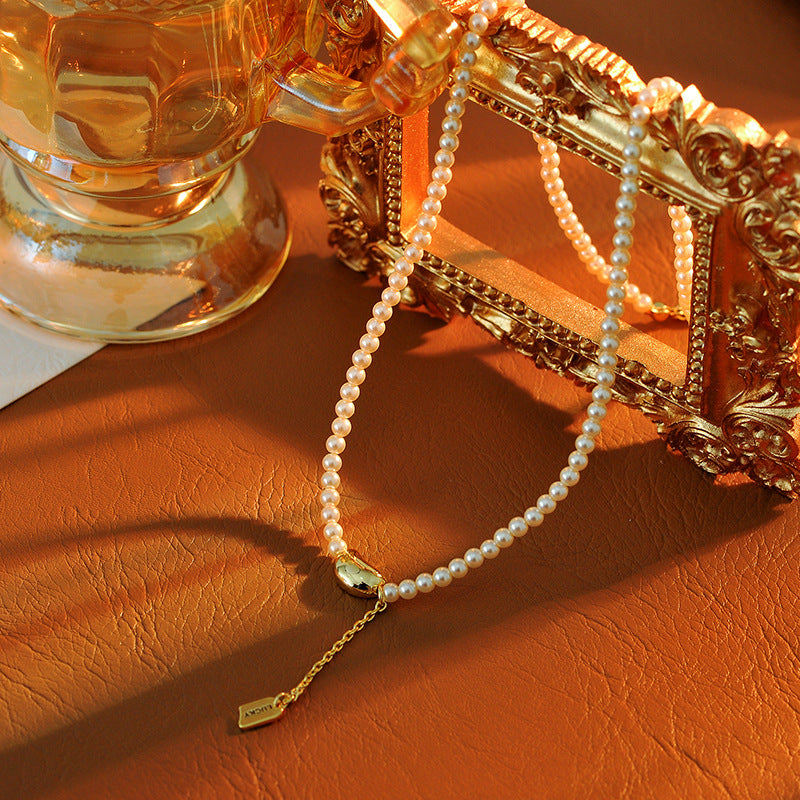 Pearl Necklace for Women, Light Luxury Niche Design, Acacia Bean Pendant, Elegant and High-End Neck Chain, Collarbone Chain Accessory