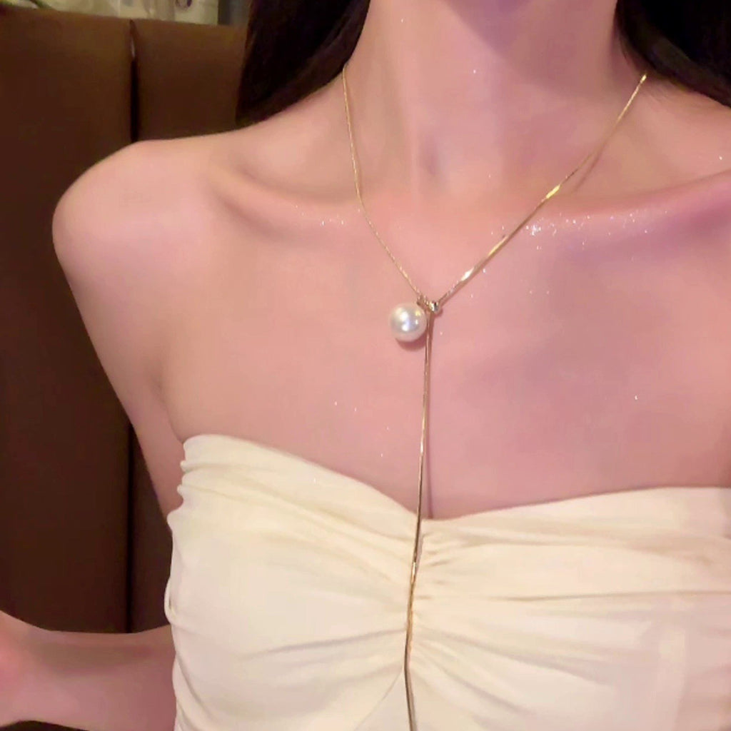2025 New Pullable Pearl Long Sweater Chain Niche Design Simple High-end Elegant Jewelry Accessory