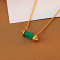 European and American Style Simple Geometric Emerald Malachite Inlaid Diamond Necklace Fashion High-end Personality Necklace One Piece