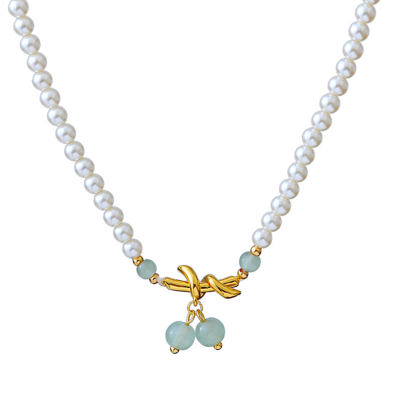 Green Grape Pendant Pearl Bracelet for Women, Niche Design, High-End Sweater Chain, Light Luxury, Internet Celebrity Style