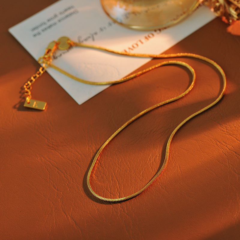 Interchangeable Pendant Fashion Simple Collarbone Chain Necklace Niche Light Luxury High-end Necklace Plain Chain Snake Bone Chain Necklace