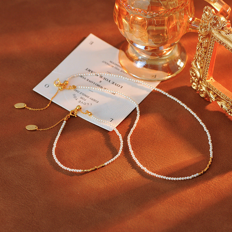 Pearl Chain Xiaomi Bead Necklace Bracelet Set Fashion Simple Elegant Versatile Internet Celebrity Collarbone Chain