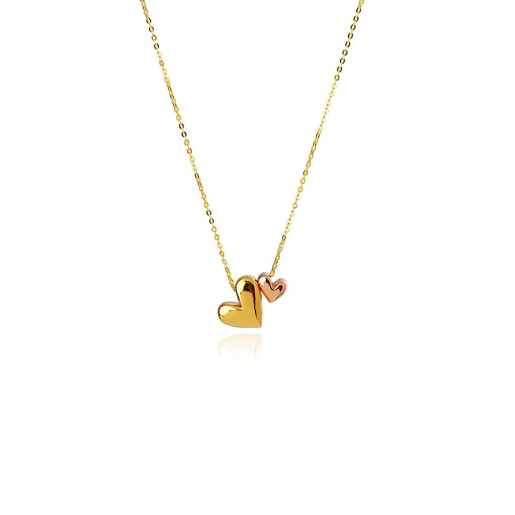 Heart Necklace Real Gold Plated 3D Heart Necklace for Women Elegant and Beautiful High-end Collarbone Chain