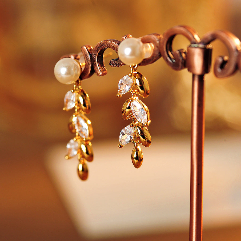 Sweet Girly Beaded Wheat Spike Earrings for Women 2025 New Style Tassel Earrings Necklace