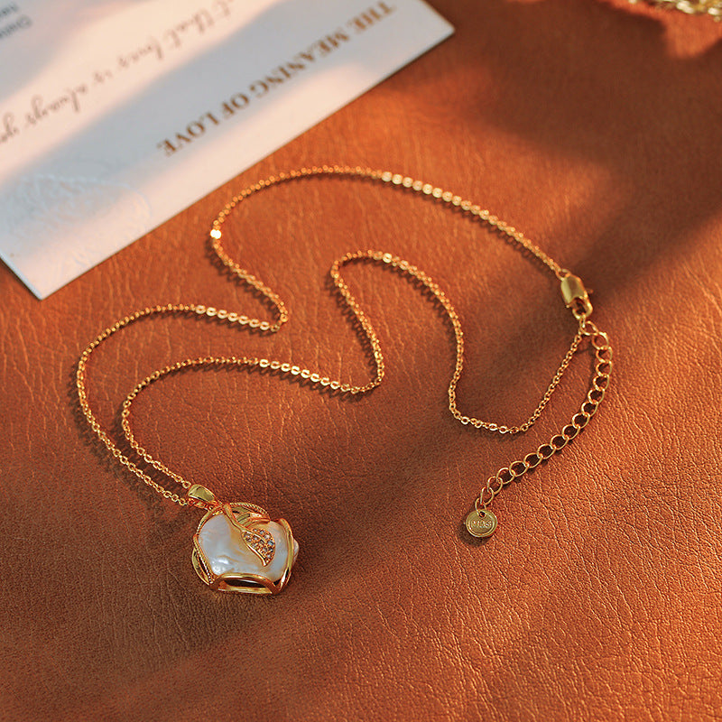 Natural Baroque Freshwater Pearl Pendant Necklace Earrings Ring Set 18K Gold Plated Niche Design Gift