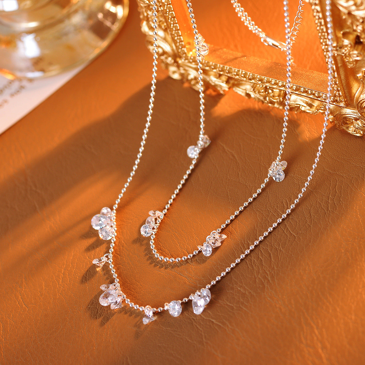 Shiny Gold-Plated Small Water Drop Necklace, Same Style as Xiaohongshu, Exquisite and Simple Zircon Temperament Collarbone Chain
