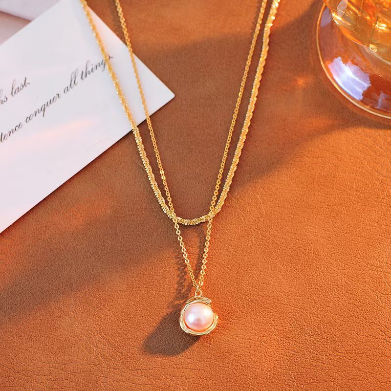 European and American Cross-Border Vintage 18K Gold-Plated Baroque Irregular Pearl Pendant Necklace