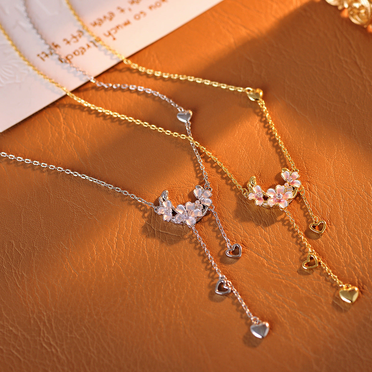 Flower Tassel Earrings Necklace High-End Fashion Versatile Necklace Niche Romantic Collarbone Chain